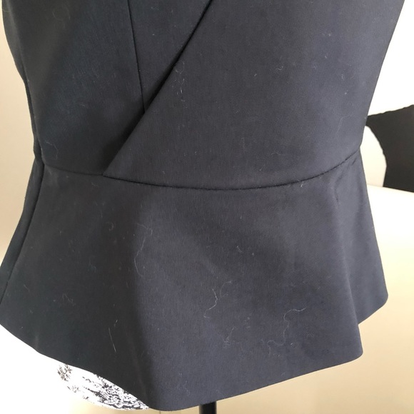 SABA Matte Black One Shoulder Top Glam Peplum Cotton Fit&Flare Lined Size 12 NWT - Picture 12 of 16